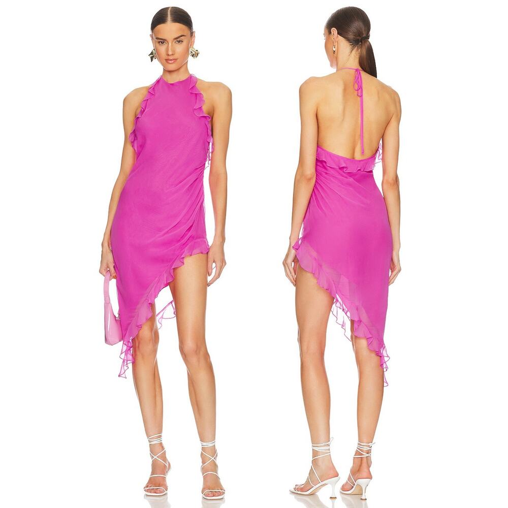 Amanda Uprichard Kalyn Mini Dress Silk Ruffle Party Hoco Formal Cocktail NYE M